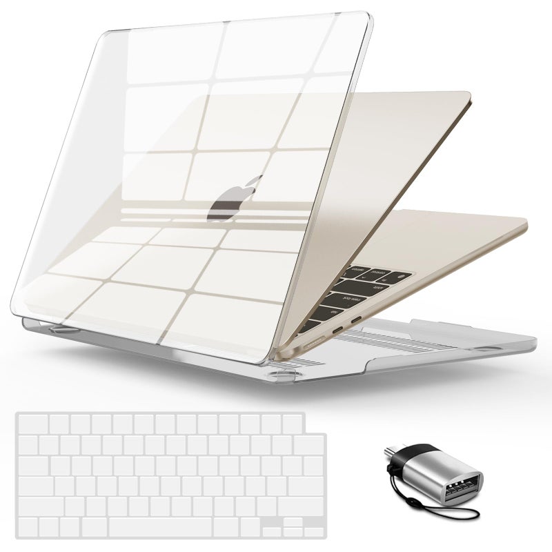آي بينزر IBenzER متوافق مع 2025 2024 2023 MacBook Air 15 بوصة حافظة M4 A3241 M3 A3114 M2 A2941 حافظة صلبة وغطاء لوحة مفاتيح ونوع C لجهاز Mac Air 15.3 بوصة شاشة عرض شبكية العين السائلة واضحة AT15-CYCL+1TC - Image 1